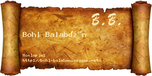 Bohl Balabán névjegykártya